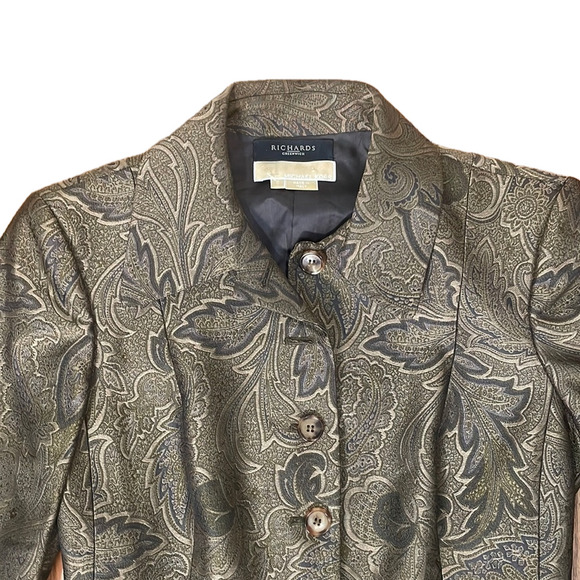 Michael Kors Paisley Jacquard Silk Blend Blazer Brown Green size 6 - Picture 4 of 9